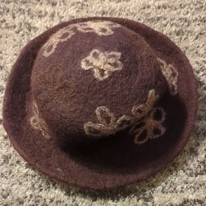 Elegant Brown Felted Wool Floral Women's Hat